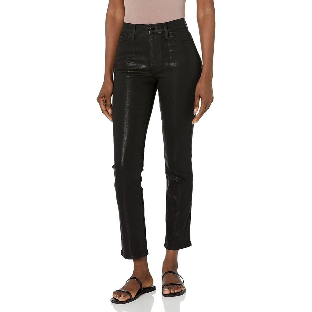 Hudson Barbara High Rise‎ Raven Coated Straight Leg Ankle Jeans Size 34